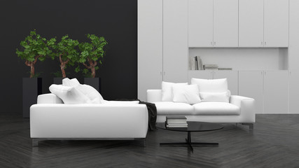 Comfortable minimalist living room interior