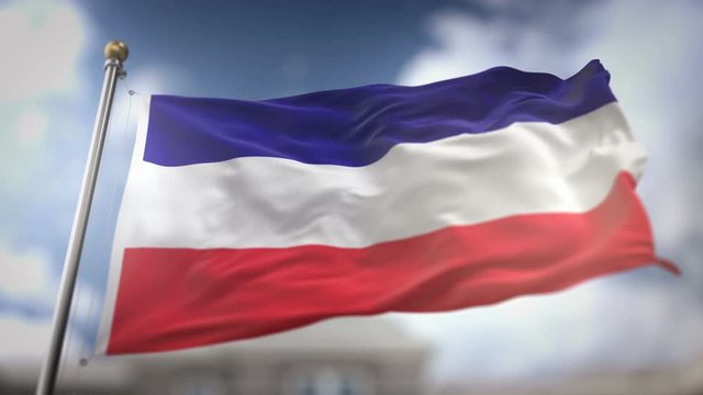 Los Altos Flag Waving Slow Motion 3D Rendering Blue Sky Background - Seamless Loop 4K