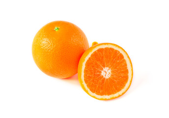 Orange fruit with half isolated on white background