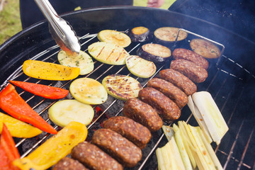 grilled kebab and vegetables