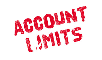 Account Limits rubber stamp. Grunge design with dust scratches. Effects can be easily removed for a clean, crisp look. Color is easily changed.