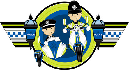 Cartoon Policeman on Scooter