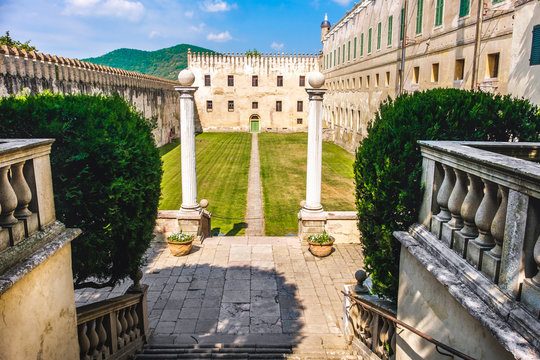 castle courtyard in the euganean hills area padova province italy