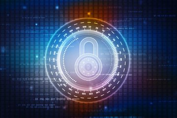Security concept: Lock on digital screen, contrast, 3d render