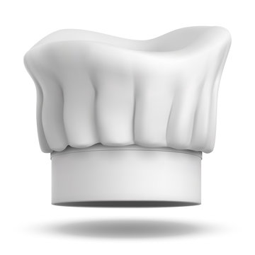White chief cook hat isolated on white background.