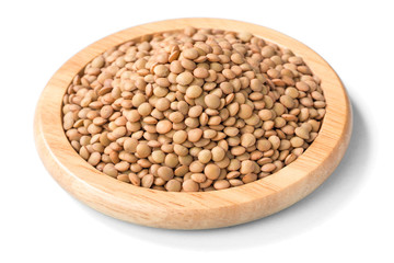 raw lentils on white, (large depth of field, taken with tilt shift lens)