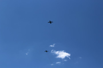 plane clod and blue sky