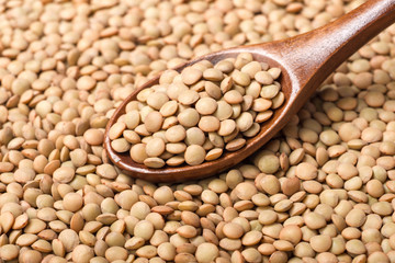 food background of raw lentils