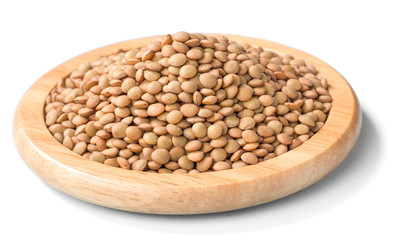 raw lentils on white, (large depth of field, taken with tilt shift lens)