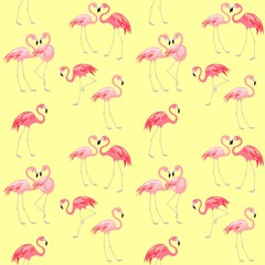 Yellow wrapping with cute pink lovely flamingo