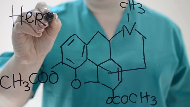 Chemical formula of Heroin.