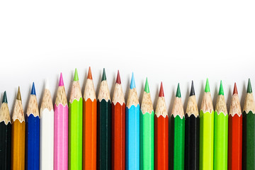 Color pencil on a white paper for background, frame