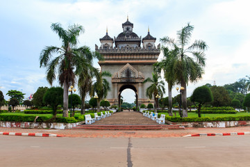 Fototapeta na wymiar Patuxai, the victory war monument in the centre of Vientiane, Laos