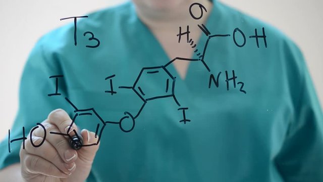 Chemical formula of Thyroxine. T4.