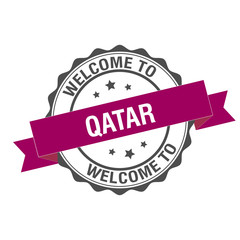 Welcome to Qatar stamp illustration