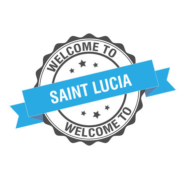Welcome to Saint Lucia stamp illustration