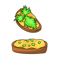 Sandwiches with pate decorated with parsley leaves and green onions