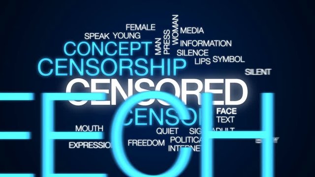 Censored animated word cloud, text design animation.