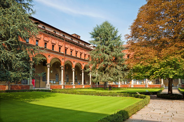 Milan - atrium of catholic university - obrazy, fototapety, plakaty