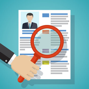 View Resume with magnifying glass.