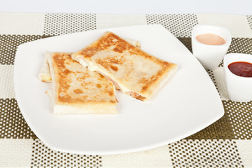 Tasty quesadilla with ham