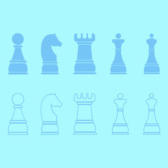 Chess icons, outline chess pieces