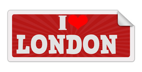I LOVE LONDON label red on white