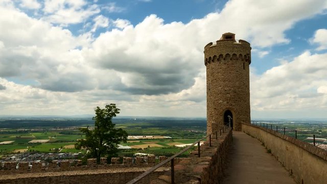 Time lapse - Moving clouds over castle Auerbach, Hesse, Germany