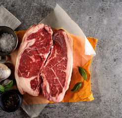 raw beef steak on paper