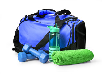 Sports bag with sports equipment