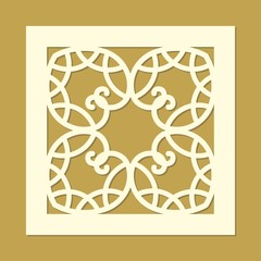 Fototapeta premium Openwork square card with hearts silhouettes. Laser cutting template pattern. Beautiful vector design for various celebrations, greeting cards, wedding favor box, gift box, paper, wood cutting.