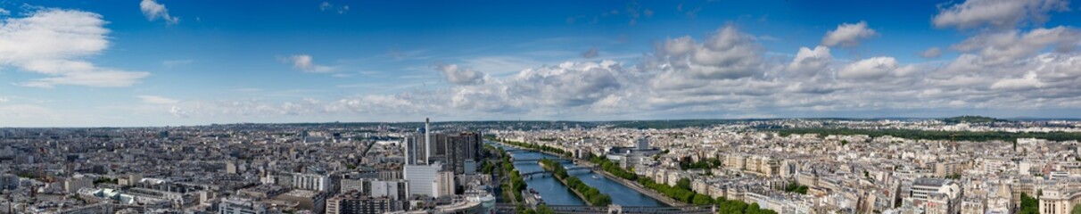 Fototapeta na wymiar Panorama View of Paris in summer