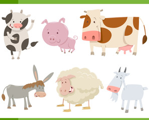 Fototapeta premium cartoon farm animal characters set