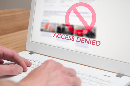 blocked web page icon on a computer screen
