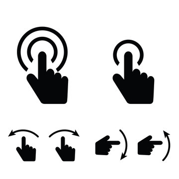 hand touch set icon in black color illustration