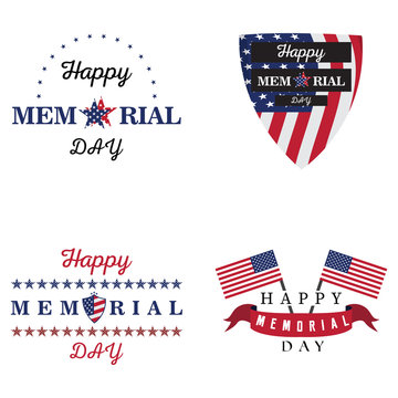 Set of memorial day labels on a white background, Vector illustration