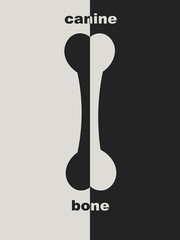 Canine bone. Vector background. Black and white