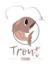 Trout fishing. A fish takes the hook