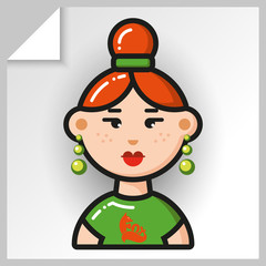 Cartoon female avatars- face icons. Vector Isolated flat colorful illustration.