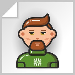 Cartoon male avatars- face icons. Vector Isolated flat colorful illustration.