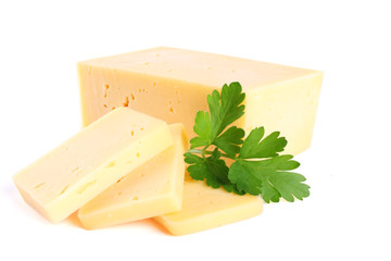 piece of cheese isolated on white background