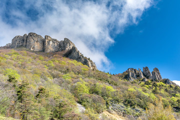 French countryside. Steep mountain peak on the heights of Vercors, France.