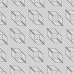 Vector seamless pattern. Modern stylish texture. Monochrome geometric pattern. Bending strips against the background of diagonal lines.
