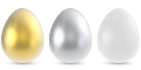 Gold, silver and white egg