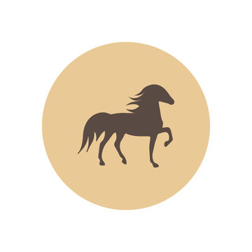 Stylish Icon In Color Circle Silhouette Running Horse 