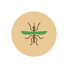 stylish icon in color circle flying beetle