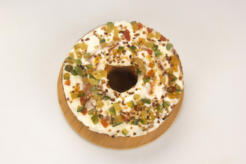Candied fruit cake. Traditional dessert at parties.