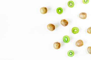 exotic fruit design with kiwi on white background top view mock up