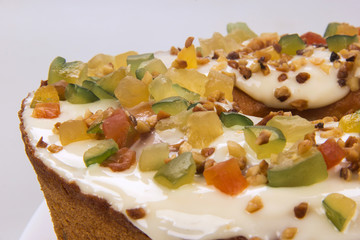 Candied fruit cake. Traditional dessert at parties.