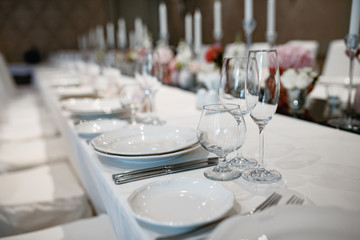 Formal dinner service at a wedding banquet